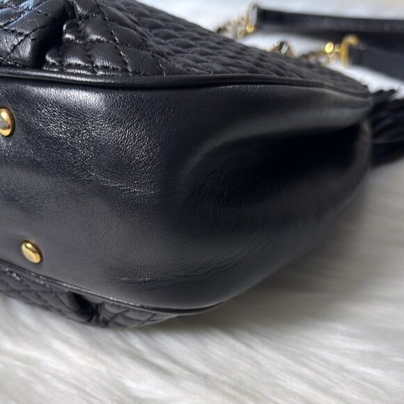 BALLY Chain Shoulder Bag Leather Black Gold Authentic - Picture 8 of 15